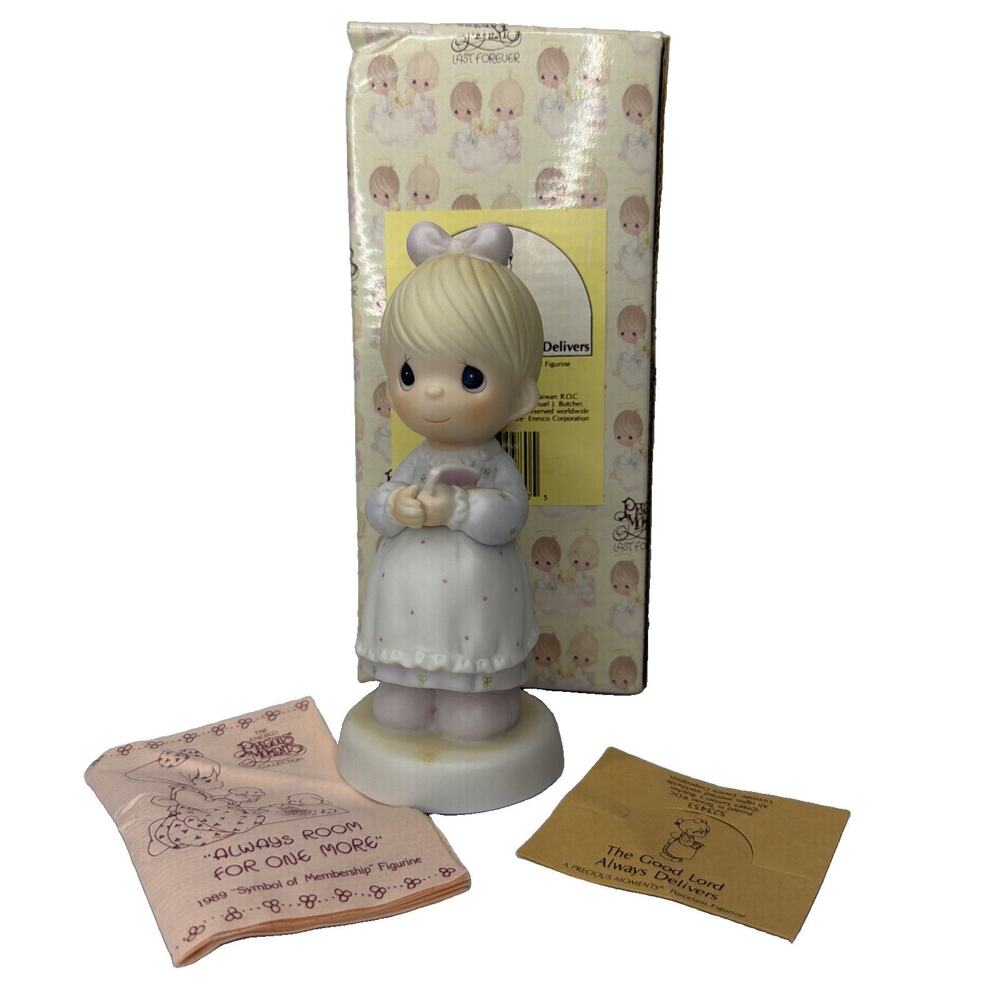 Precious Moments 1989 The Good Lord Always Delivers Figurine Girl 523453 Gift